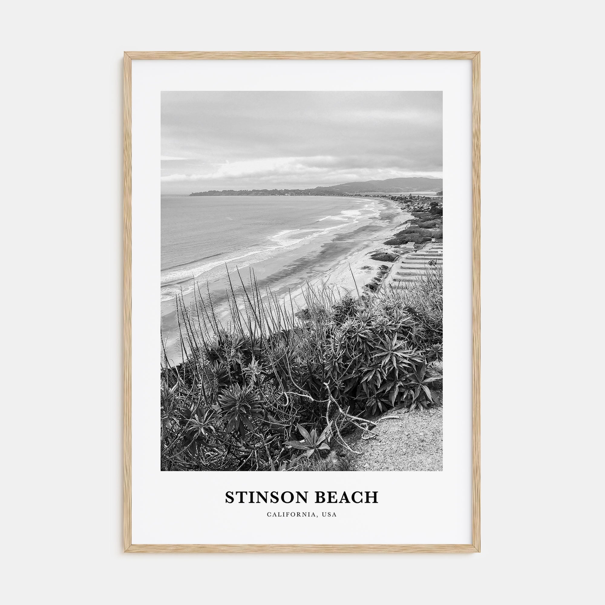 Stinson Beach Portrait B&W Poster