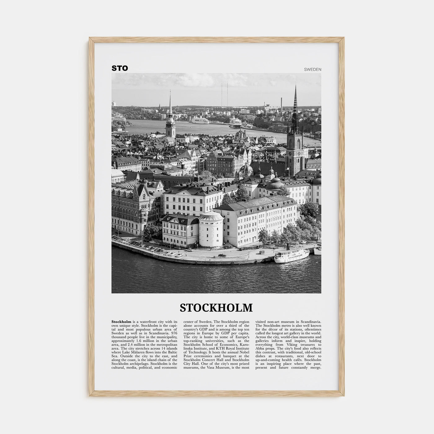 Stockholm Travel B&W No 1 Poster
