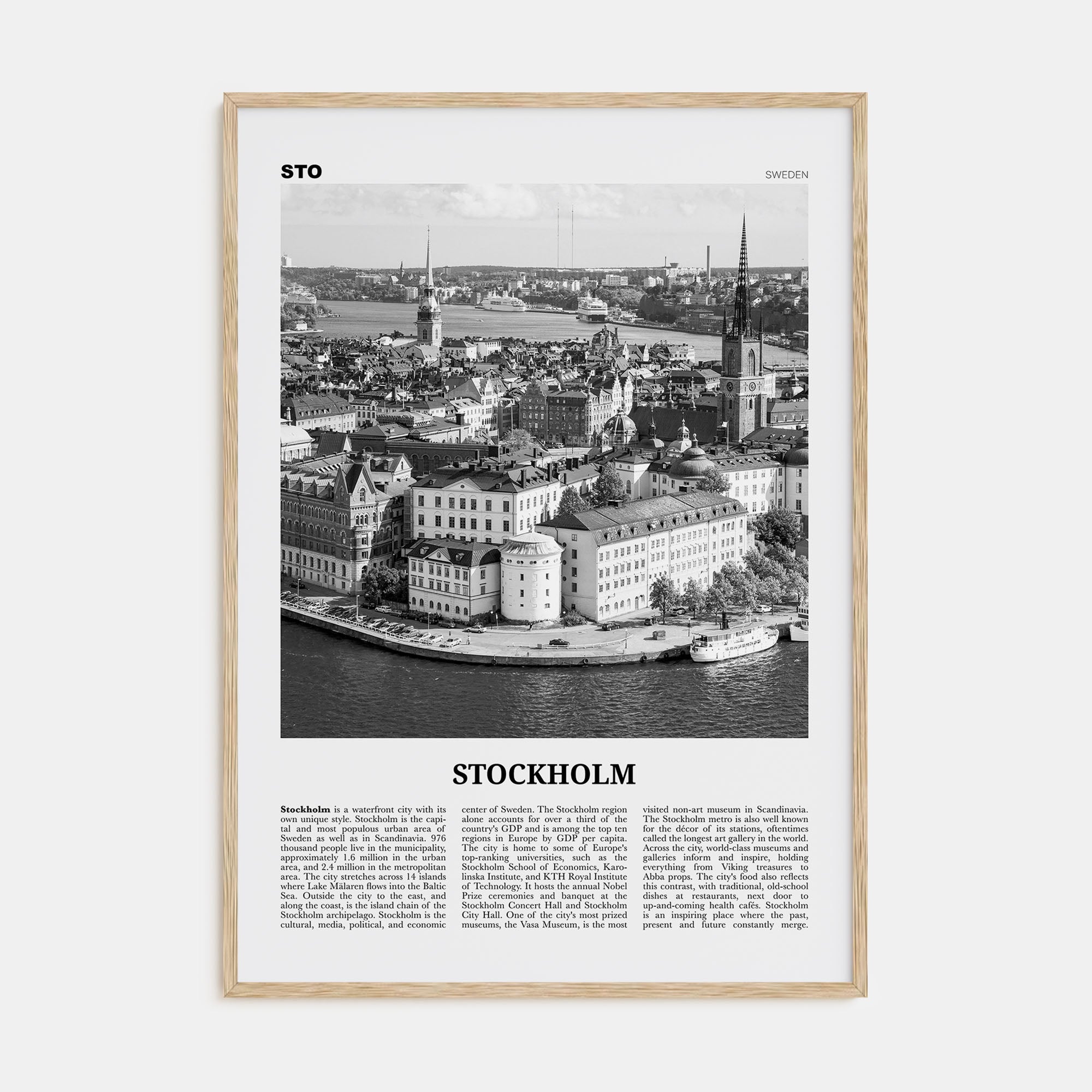 Stockholm Travel B&W No 1 Poster