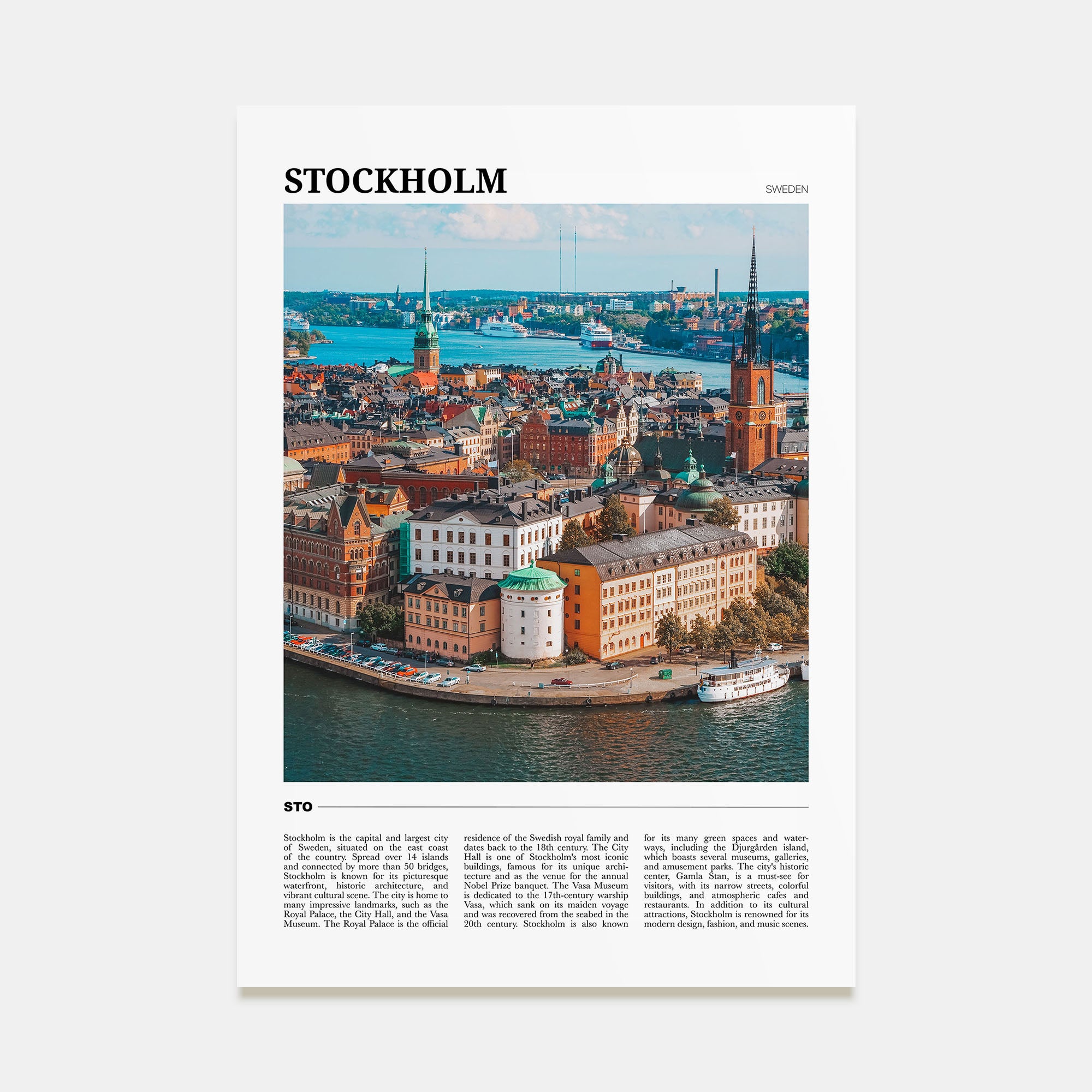 Stockholm Travel Color Poster