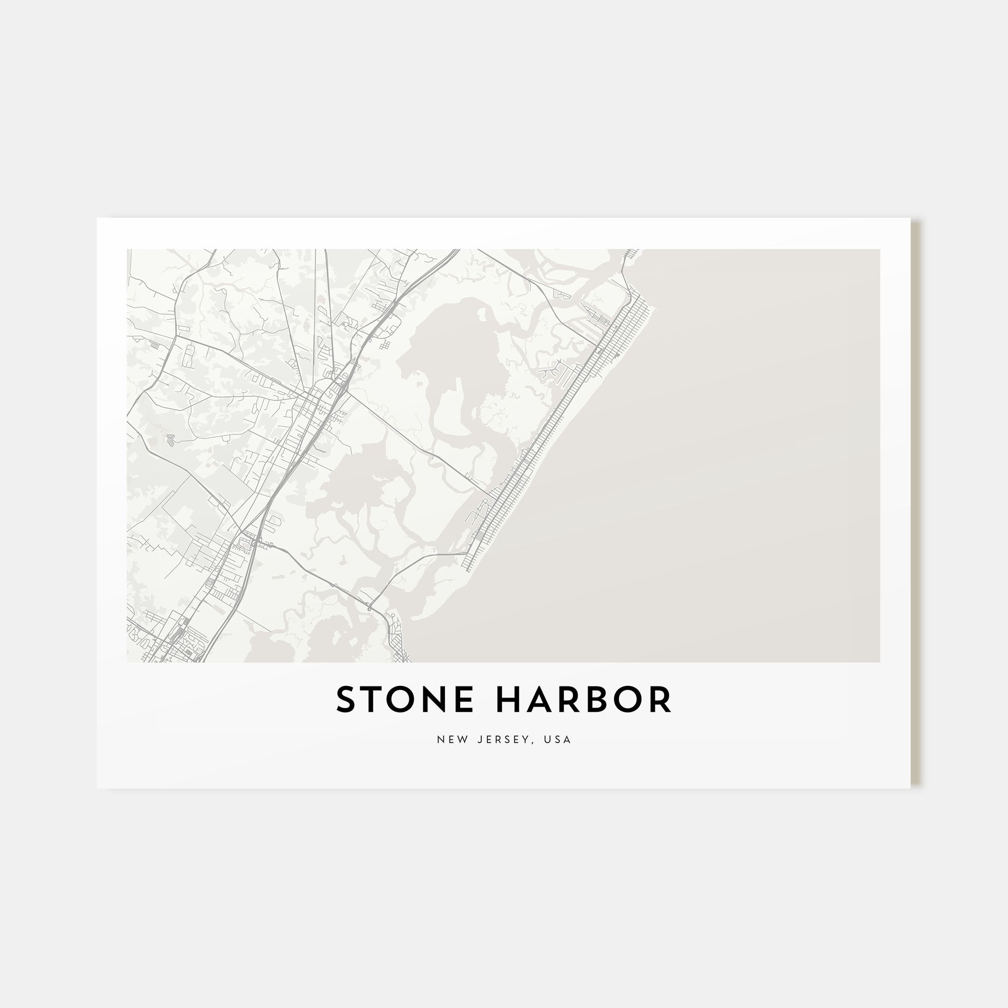 Stone Harbor Map Landscape Poster