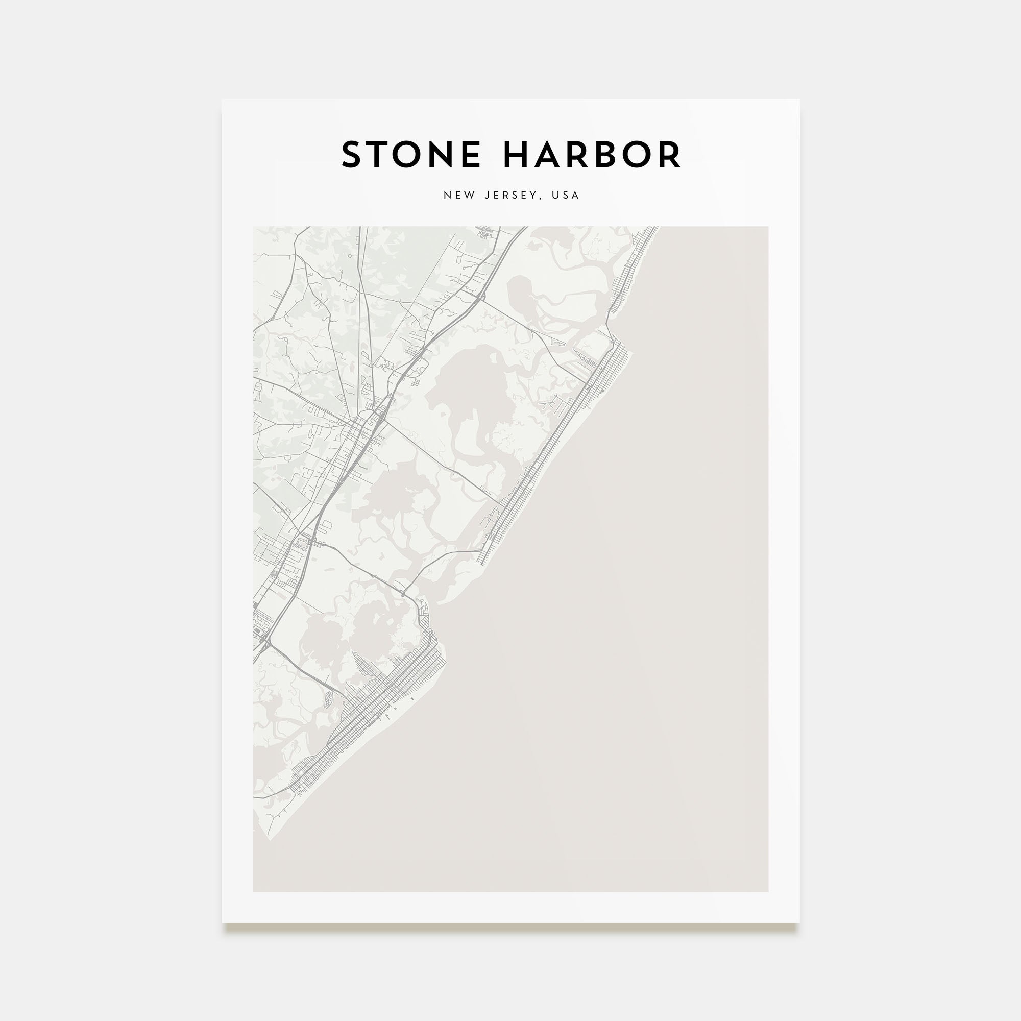 Stone Harbor Map Portrait Poster