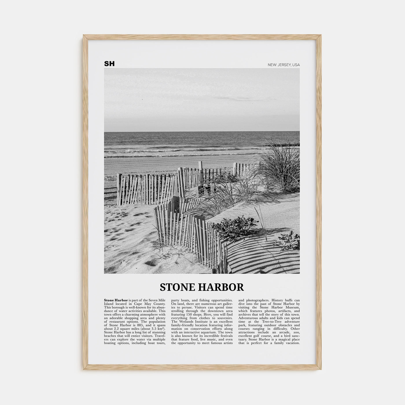 Stone Harbor Travel B&W Poster