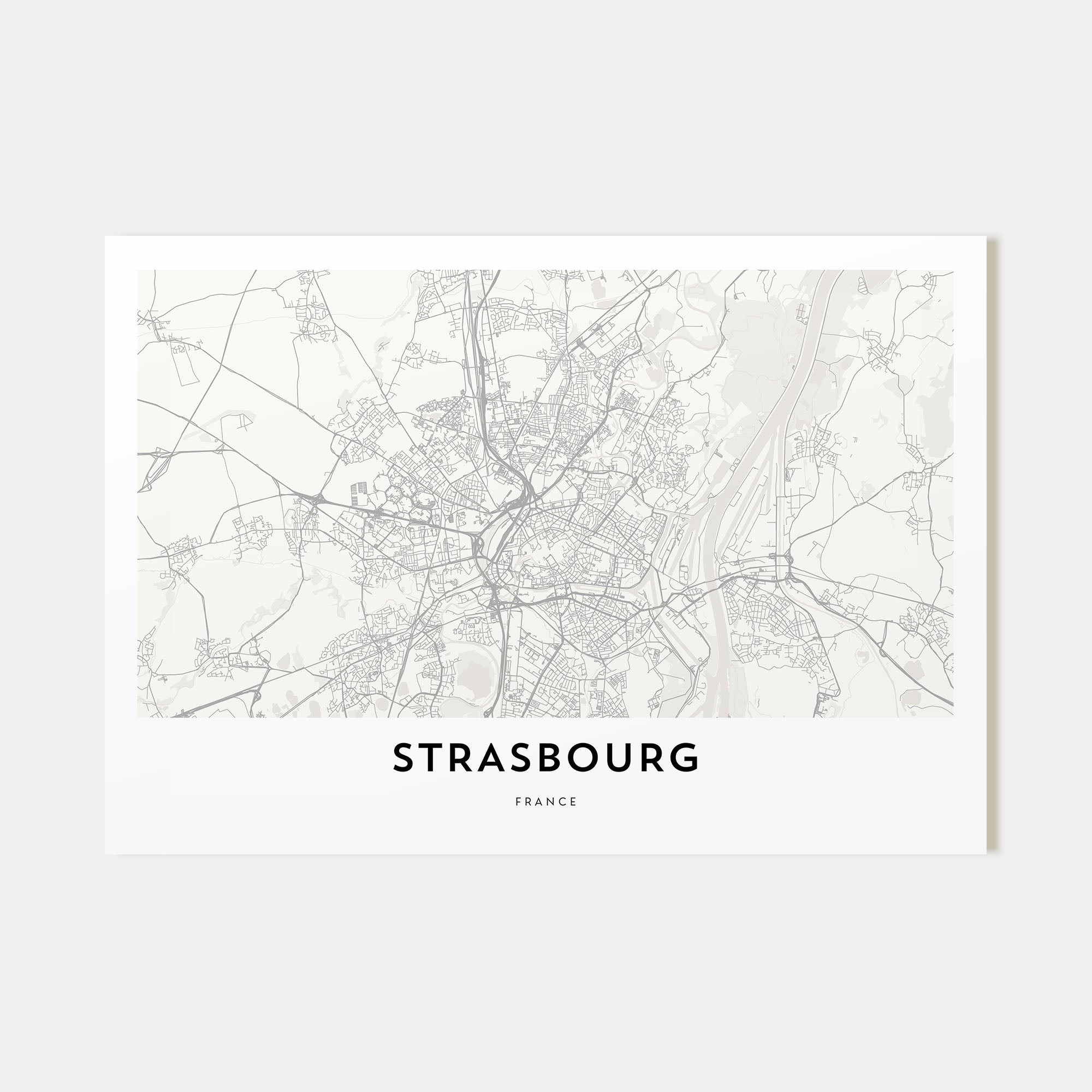 Strasbourg Map Landscape Poster