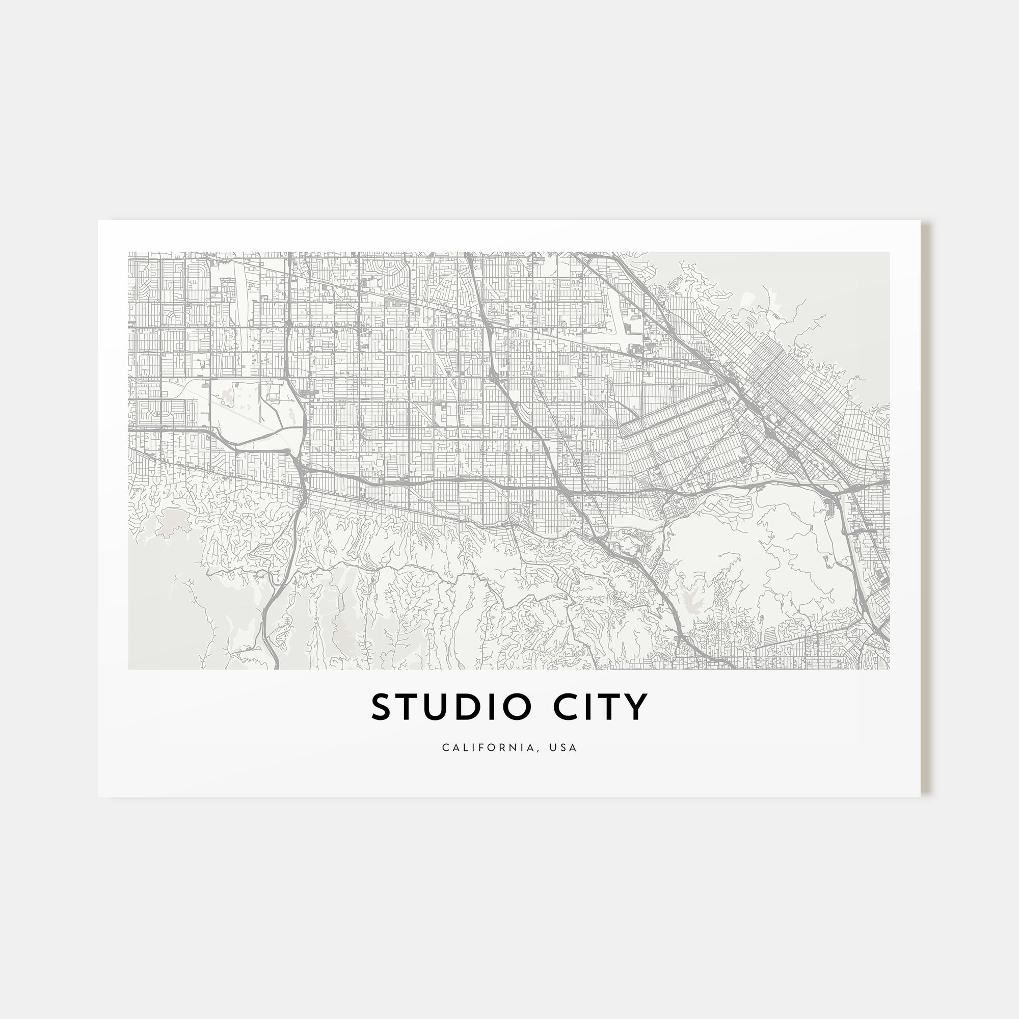 Studio City Map Landscape Poster