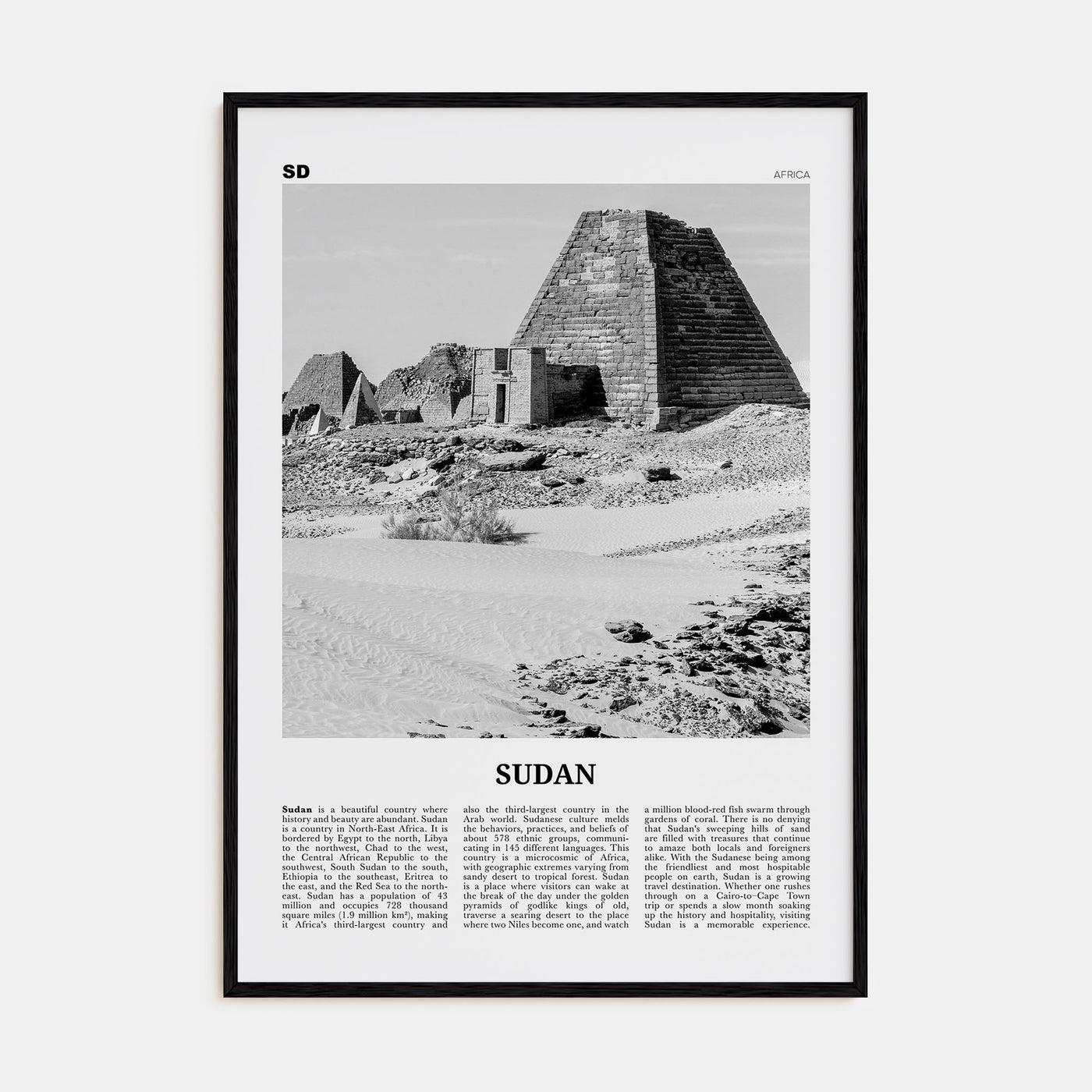 Sudan Travel B&W Poster
