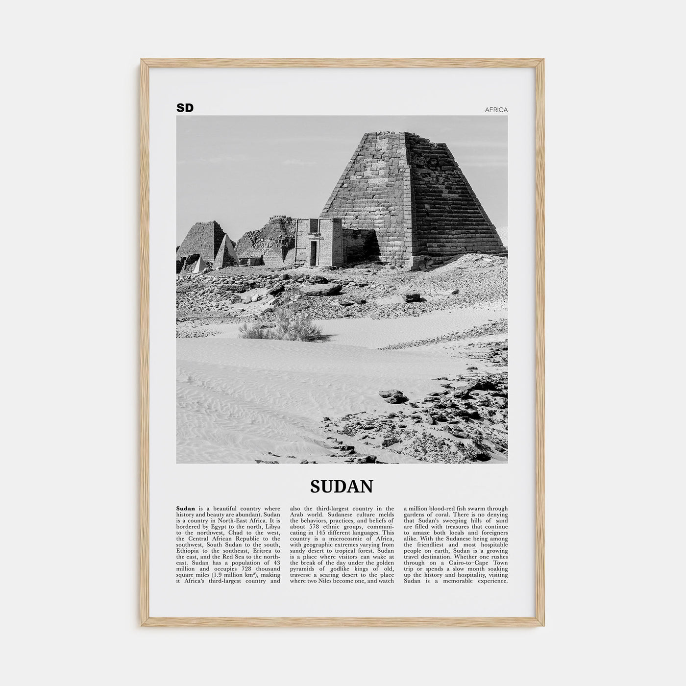 Sudan Travel B&W Poster
