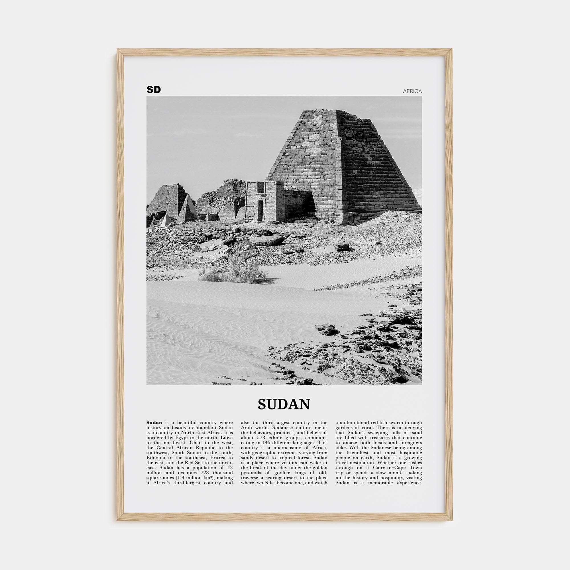 Sudan Travel B&W Poster