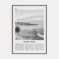 Sunset Cliffs Travel B&W Poster