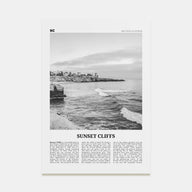 Sunset Cliffs Travel B&W Poster