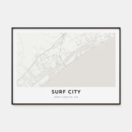 Surf City Map Landscape Poster