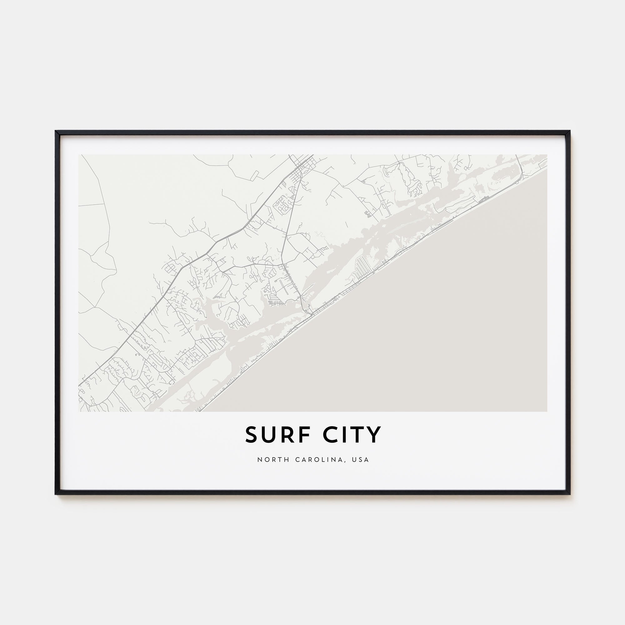 Surf City Map Landscape Poster