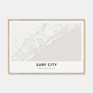Surf City Map Landscape Poster