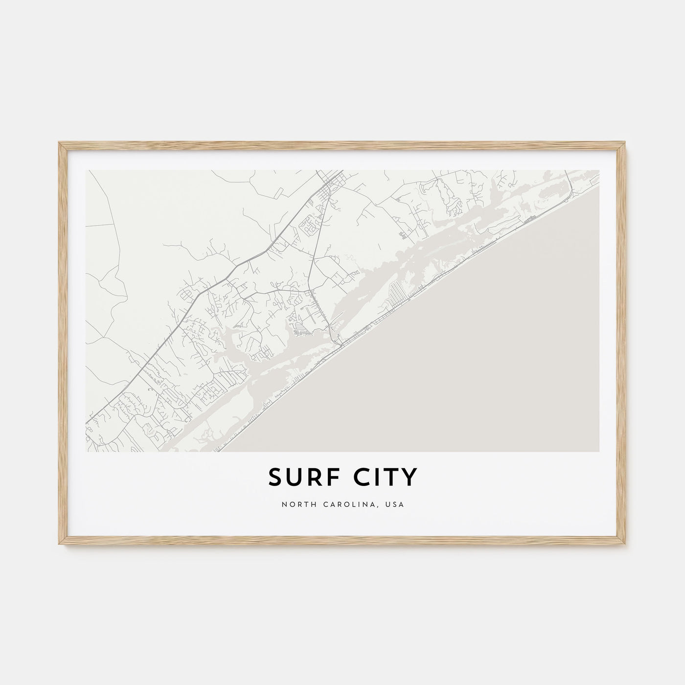 Surf City Map Landscape Poster