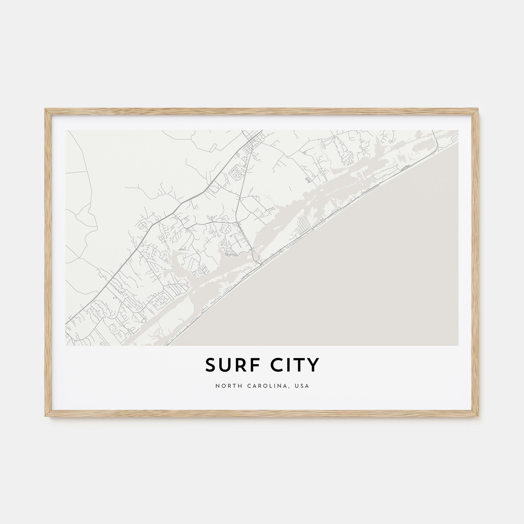 Surf City Map Landscape Poster