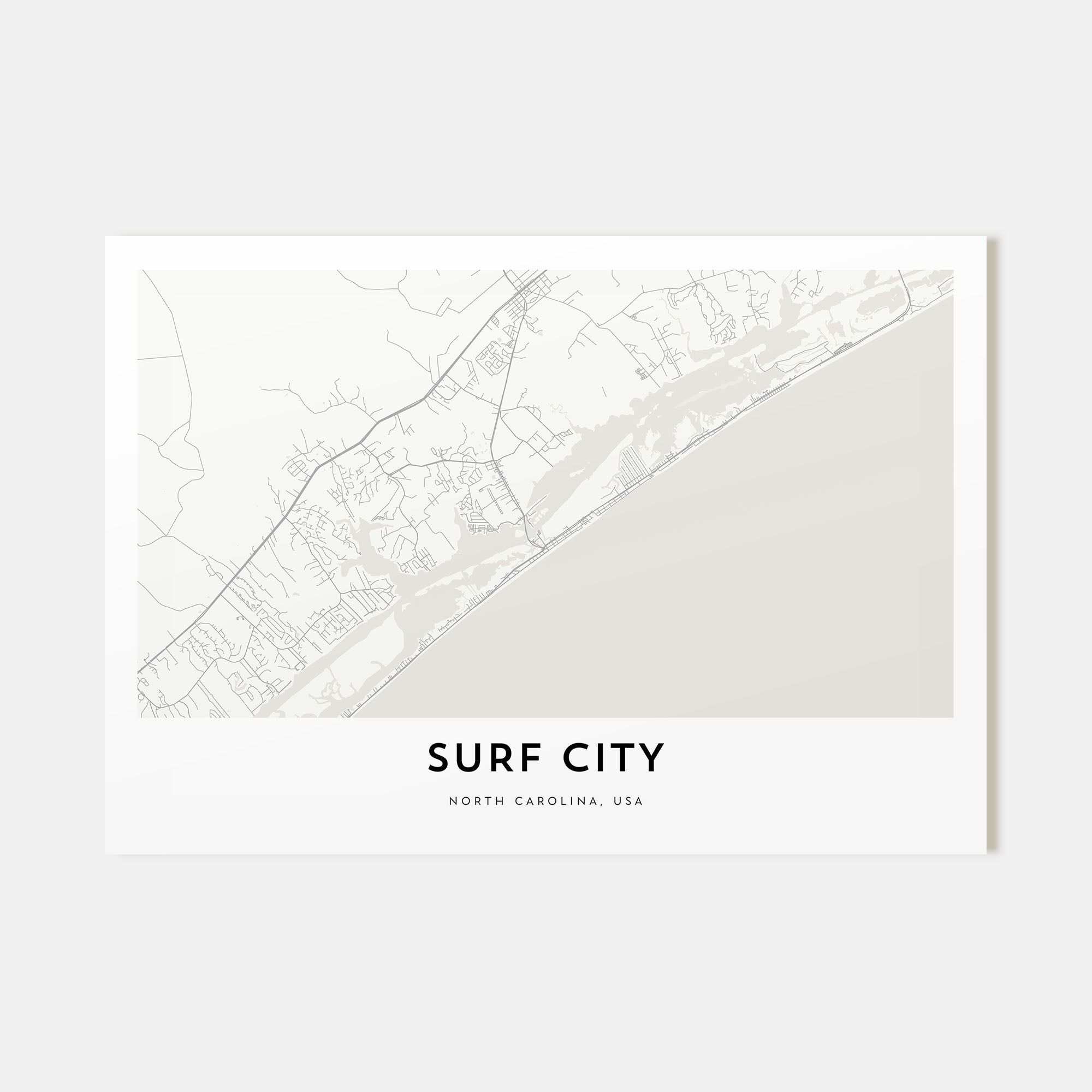 Surf City Map Landscape Poster