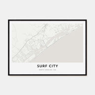 Surf City Map Landscape Poster