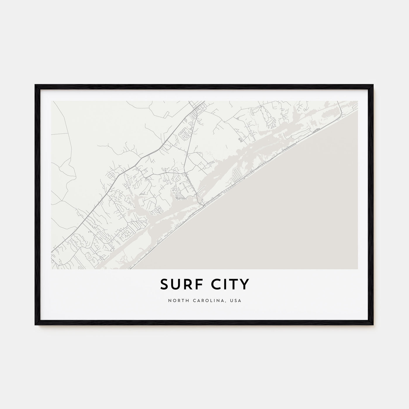 Surf City Map Landscape Poster
