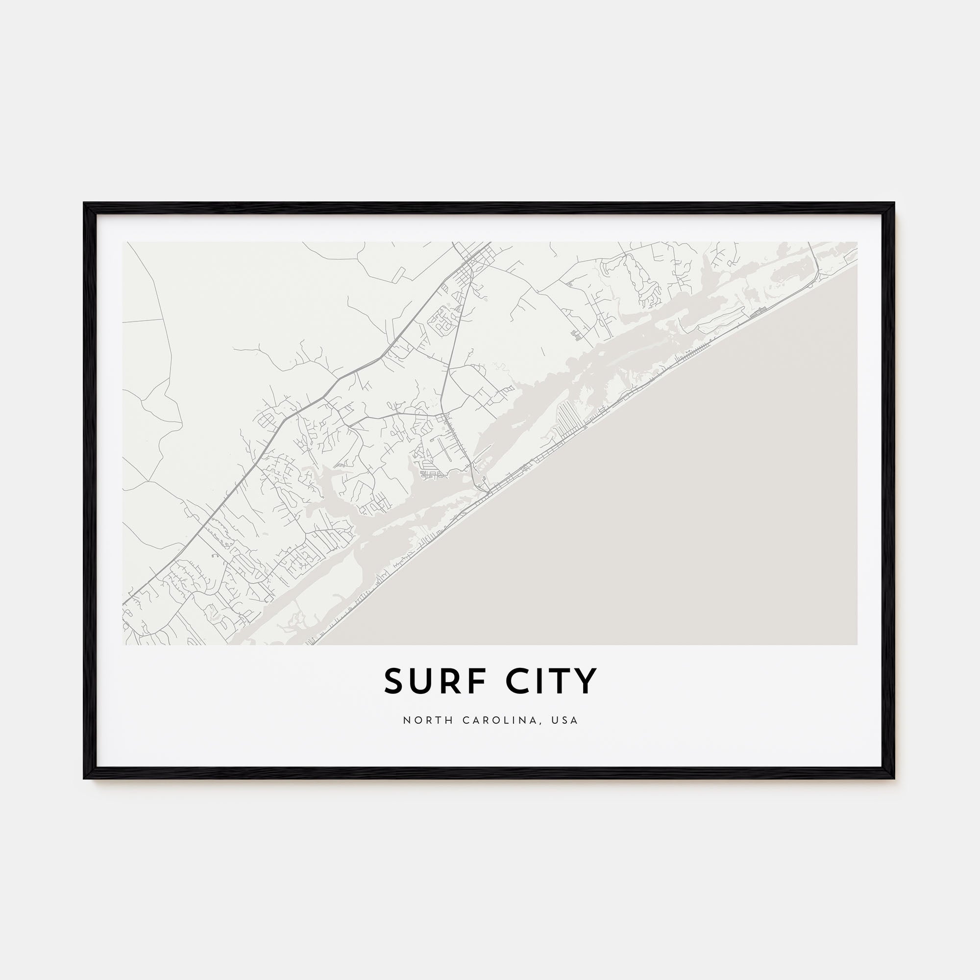 Surf City Map Landscape Poster