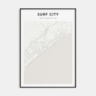 Surf City Map Portrait Poster