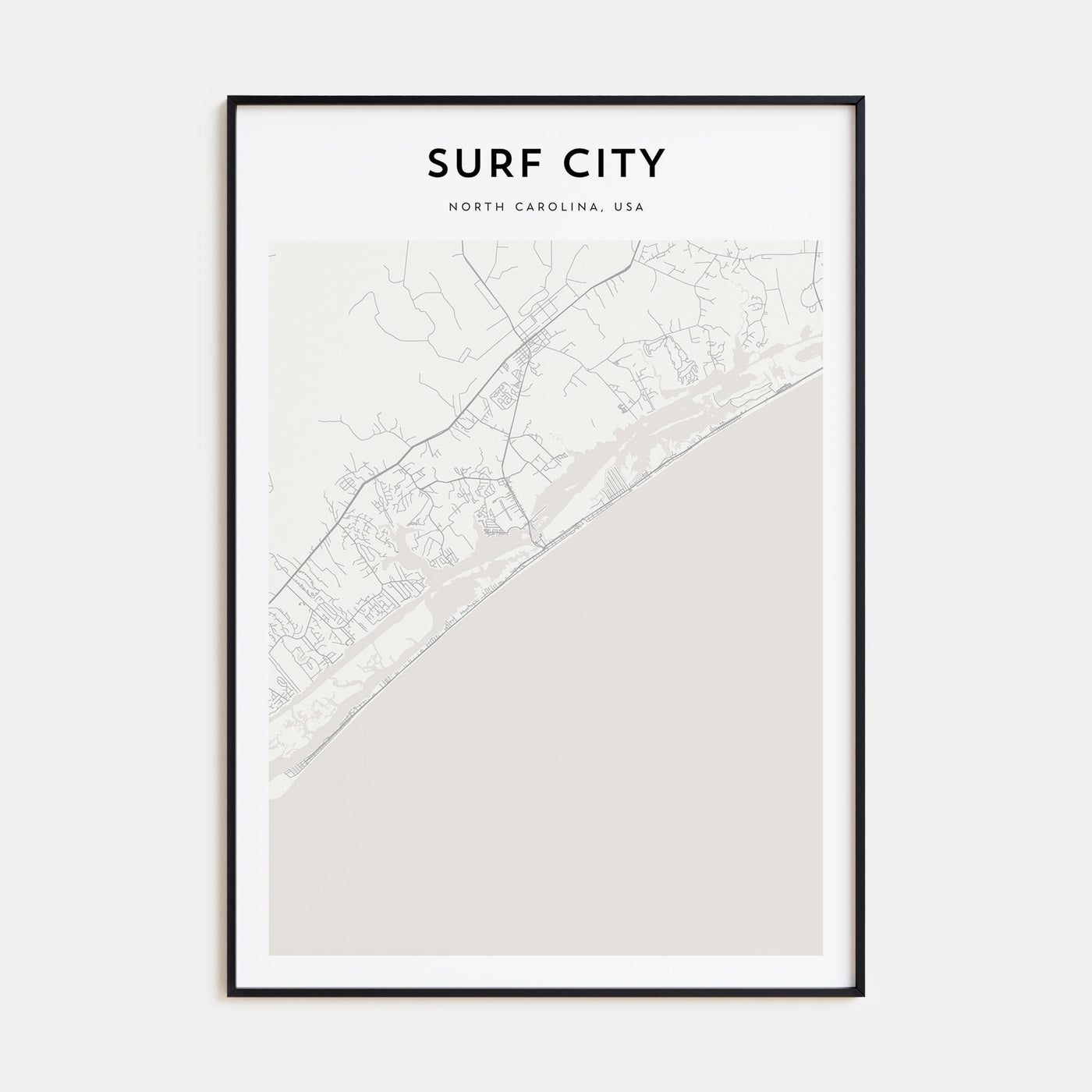 Surf City Map Portrait Poster
