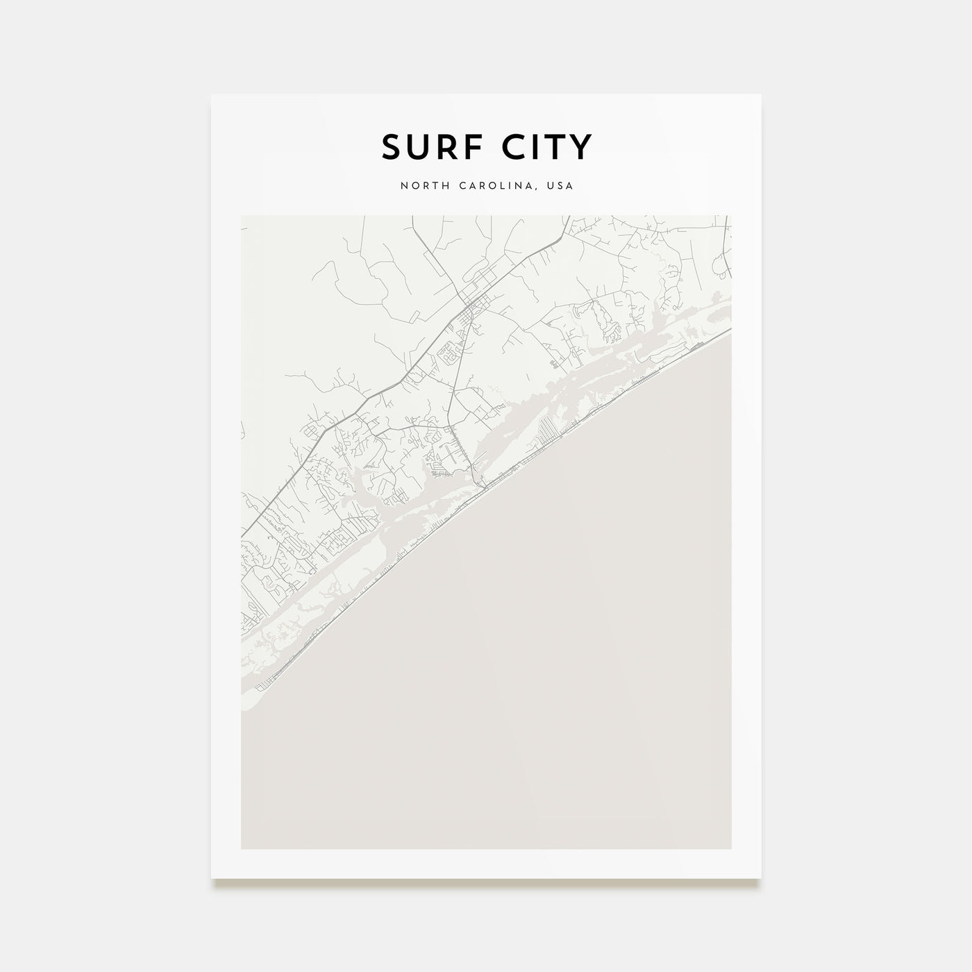 Surf City Map Portrait Poster