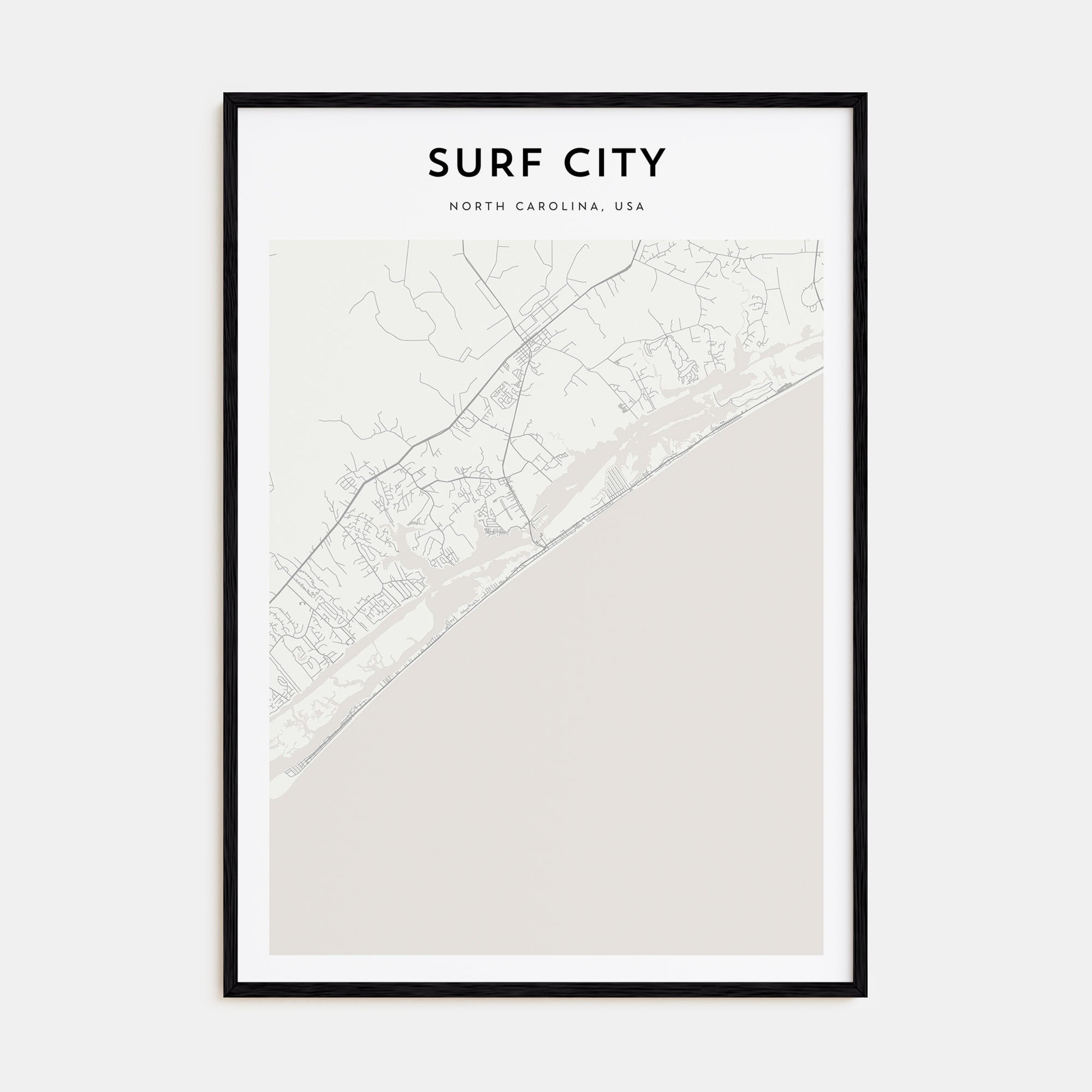 Surf City Map Portrait Poster