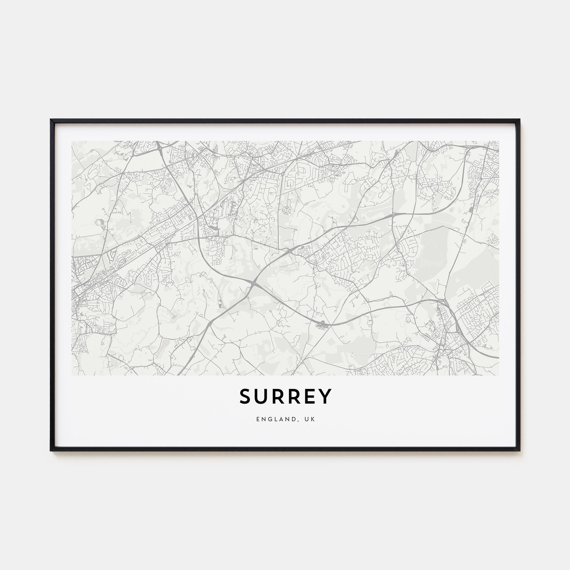 Surrey Map Landscape Poster