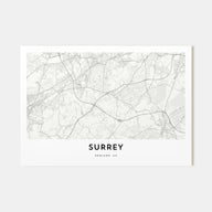 Surrey Map Landscape Poster