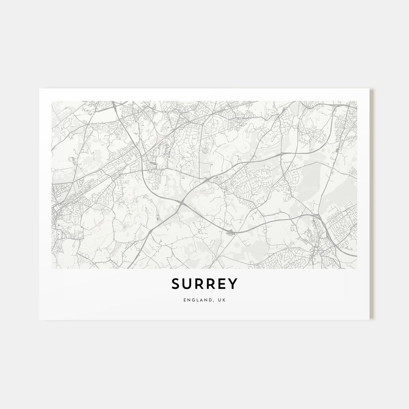 Surrey Map Landscape Poster