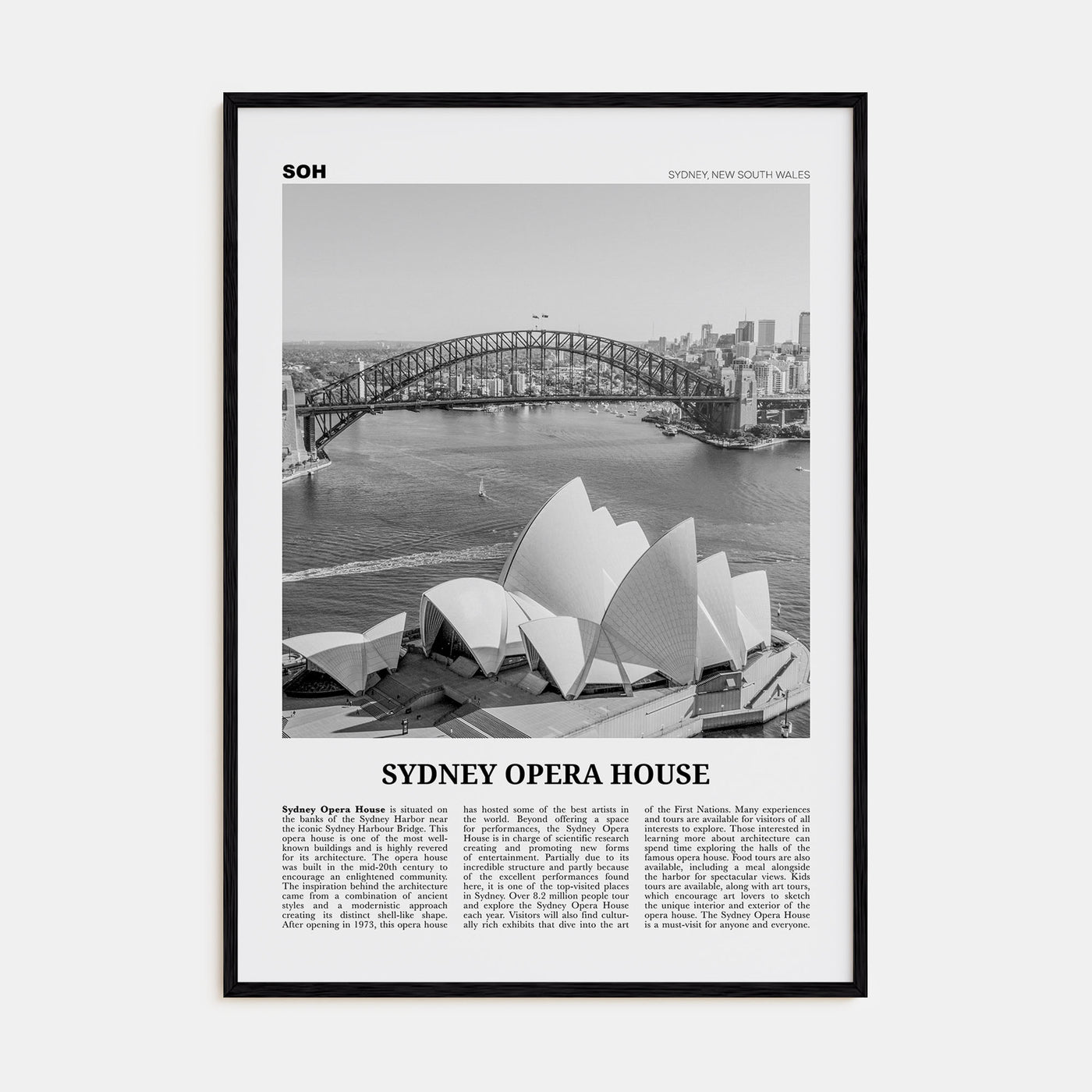 Sydney Opera House Travel B&W Poster