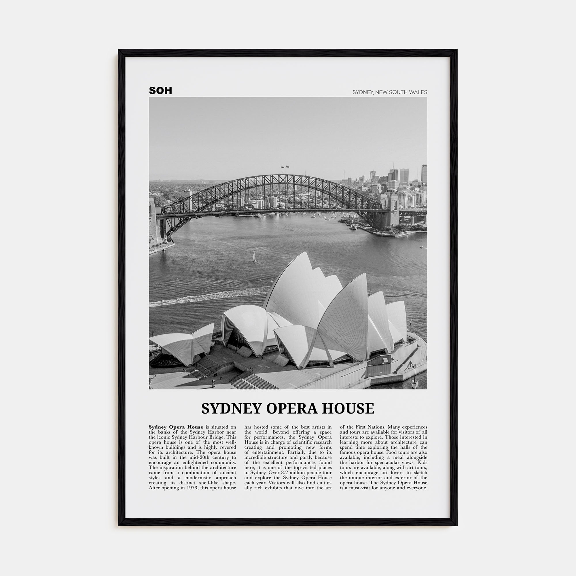 Sydney Opera House Travel B&W Poster
