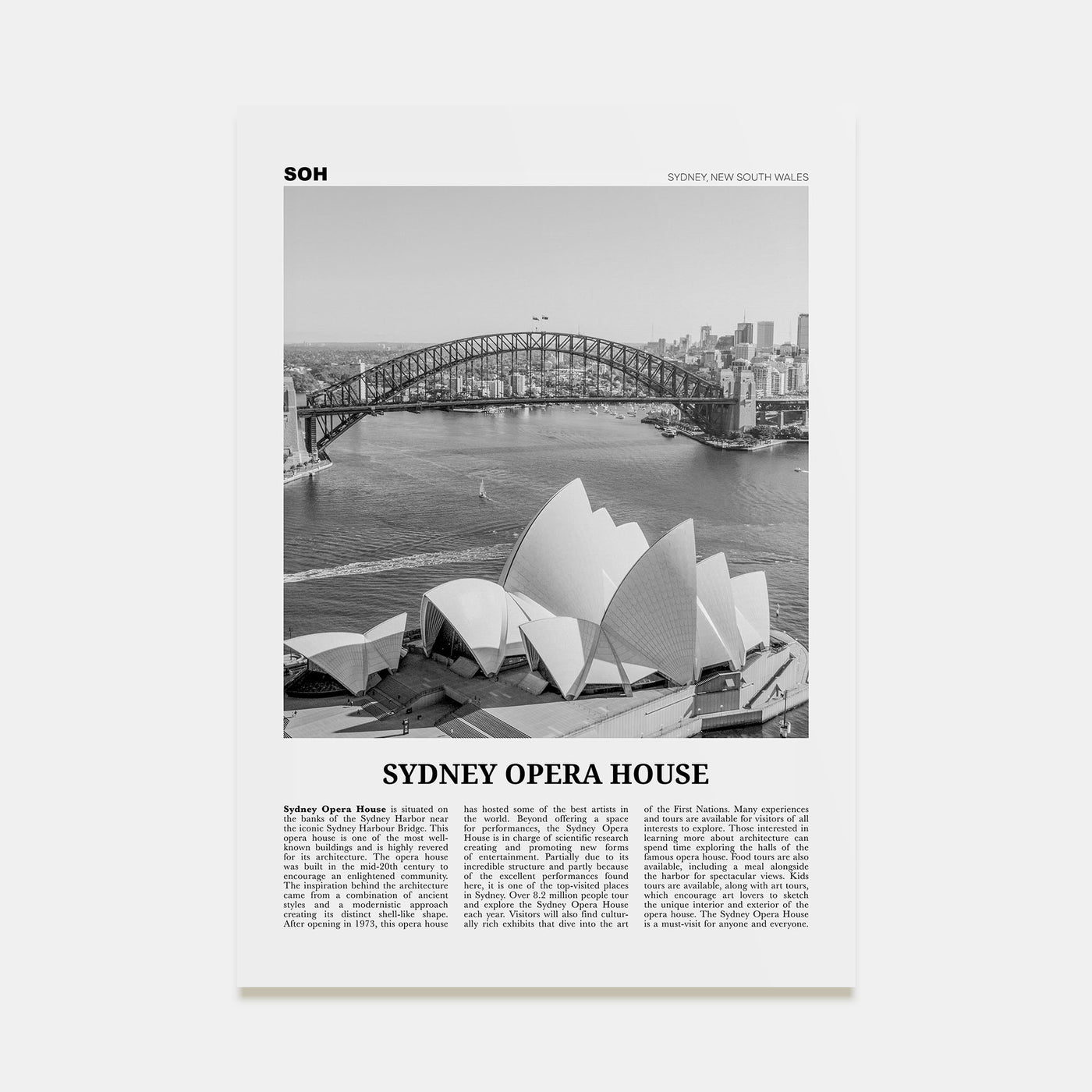 Sydney Opera House Travel B&W Poster