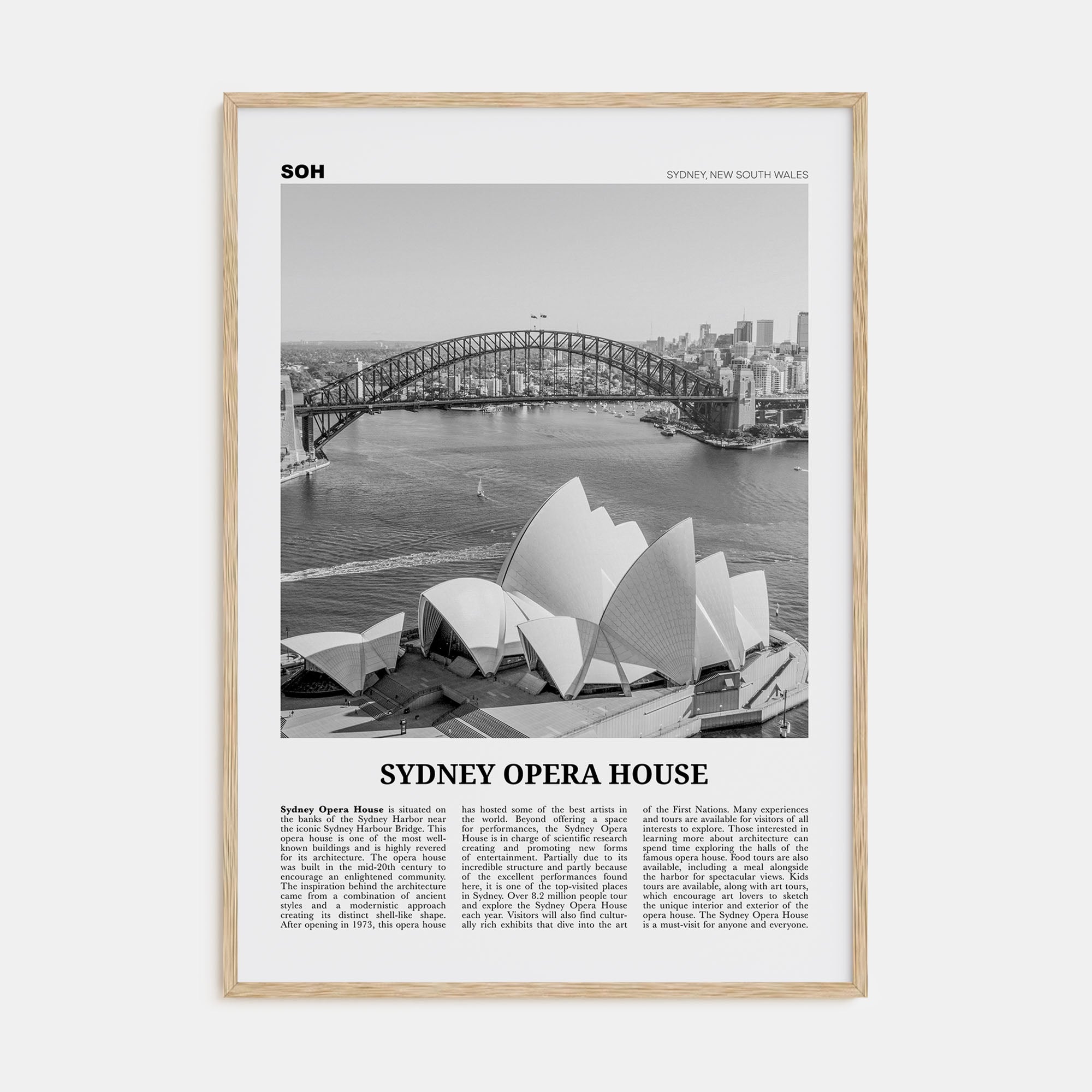 Sydney Opera House Travel B&W Poster