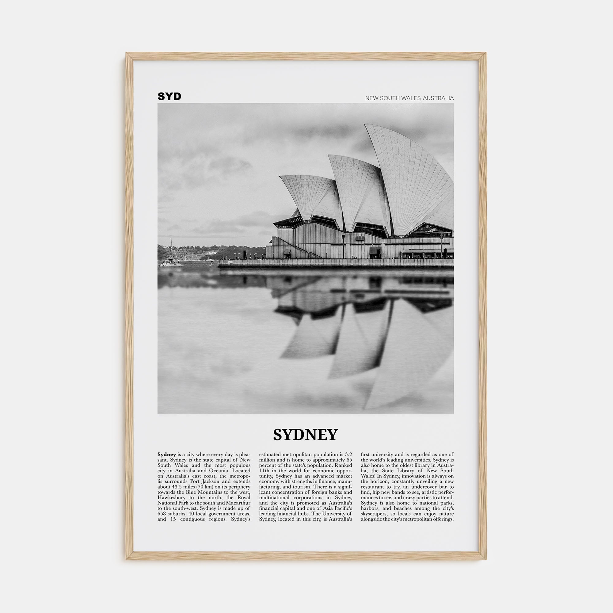 Sydney Travel B&W No 1 Poster