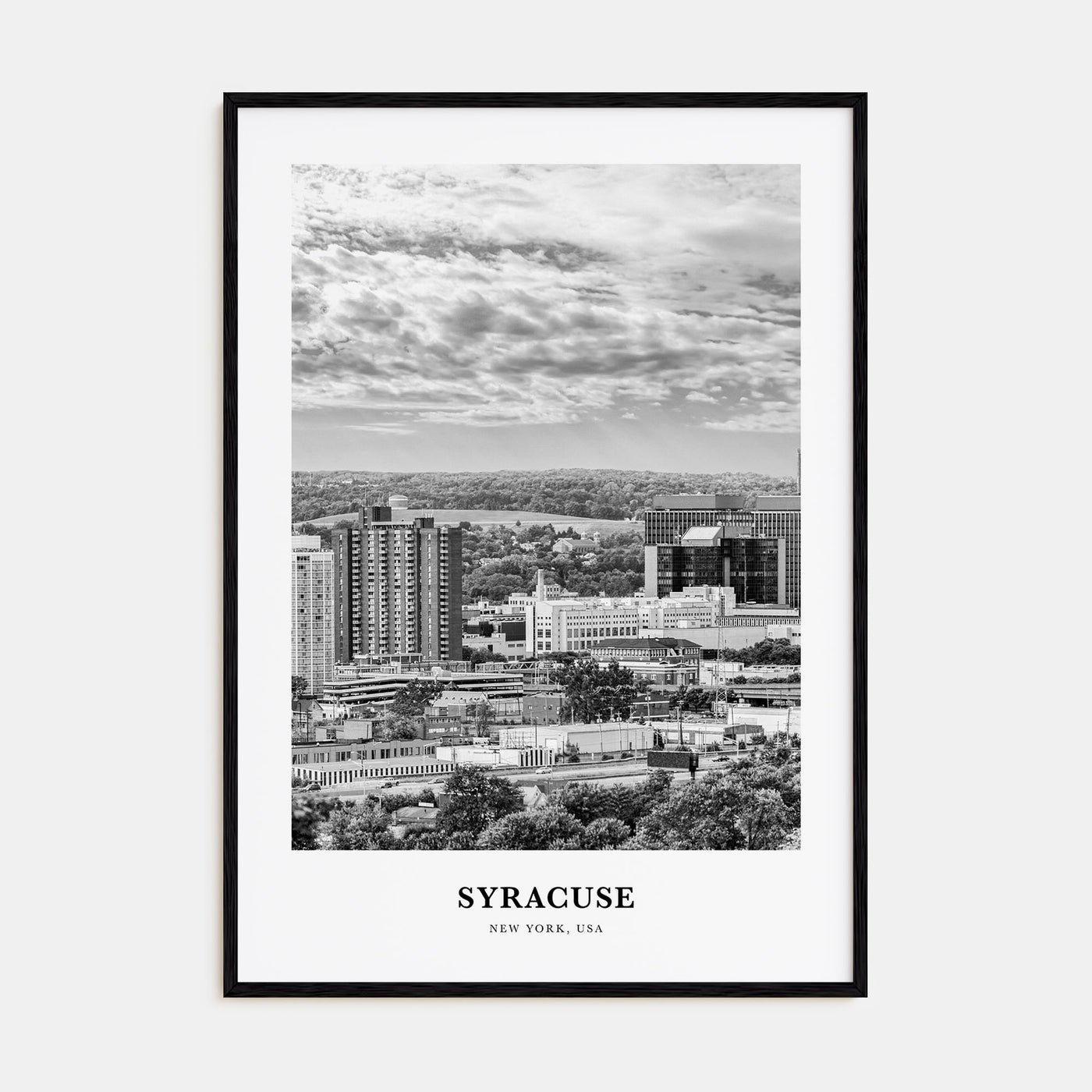 Syracuse, New York Portrait B&W Poster
