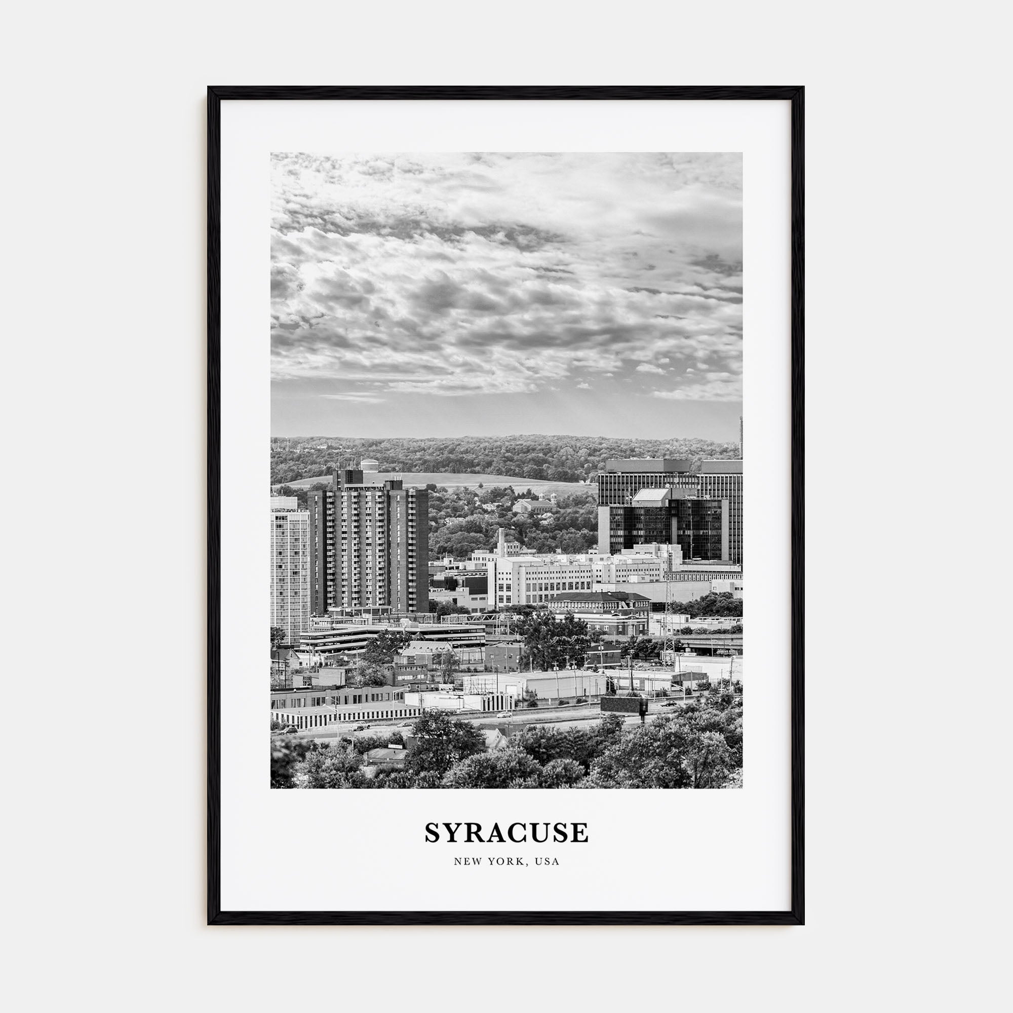 Syracuse, New York Portrait B&W Poster