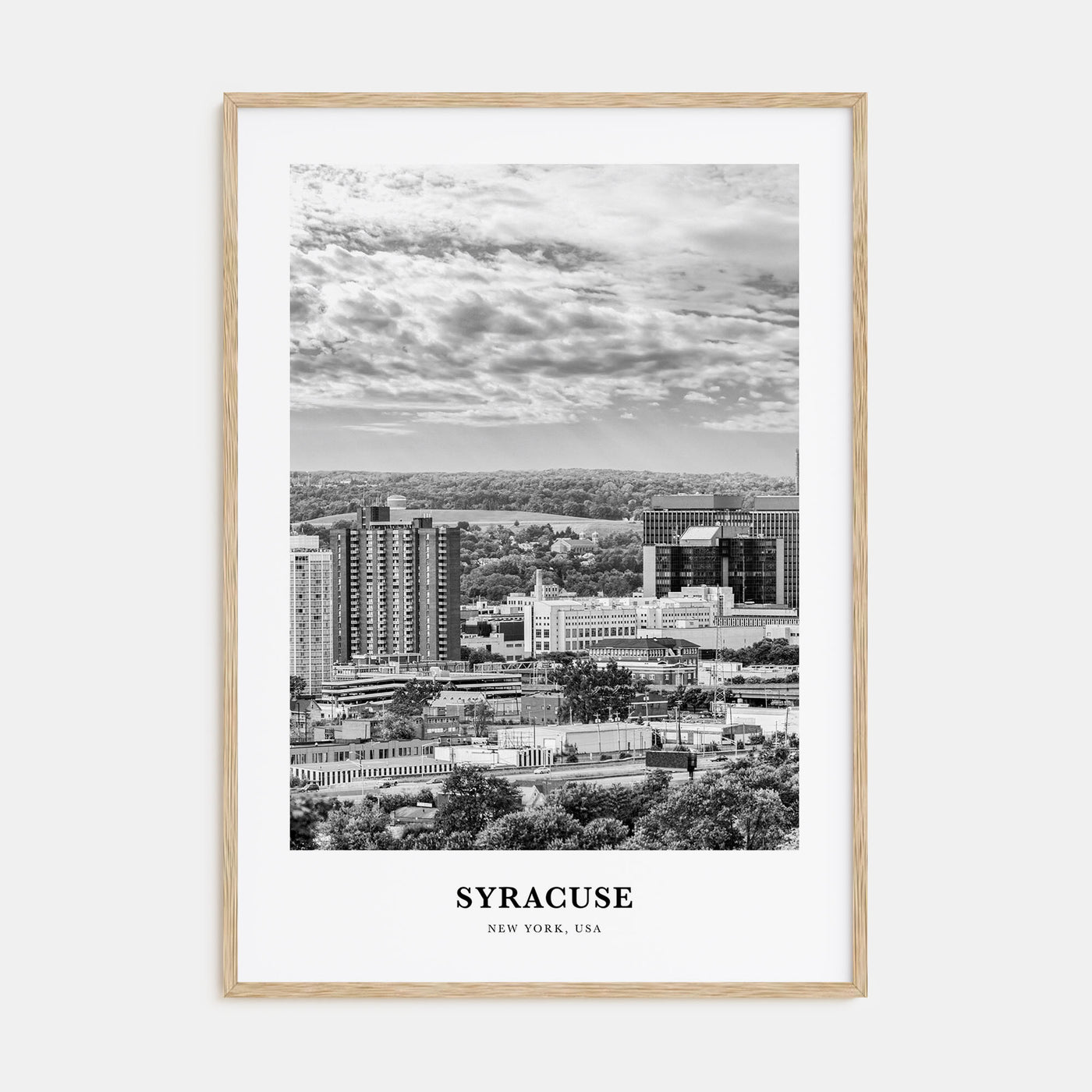 Syracuse, New York Portrait B&W Poster