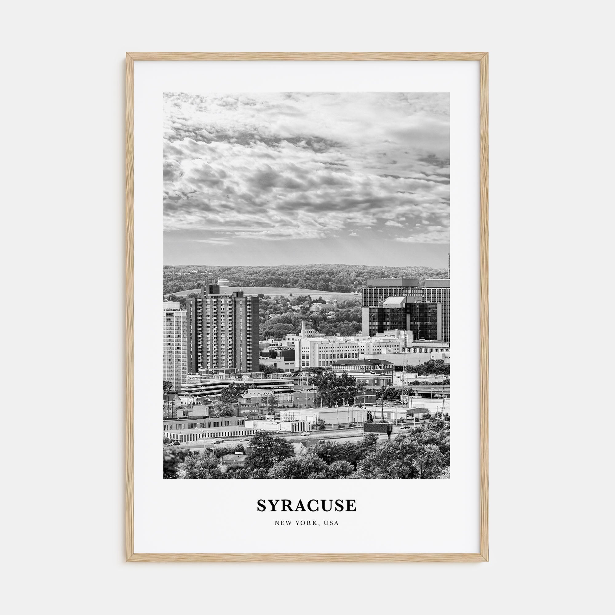 Syracuse, New York Portrait B&W Poster