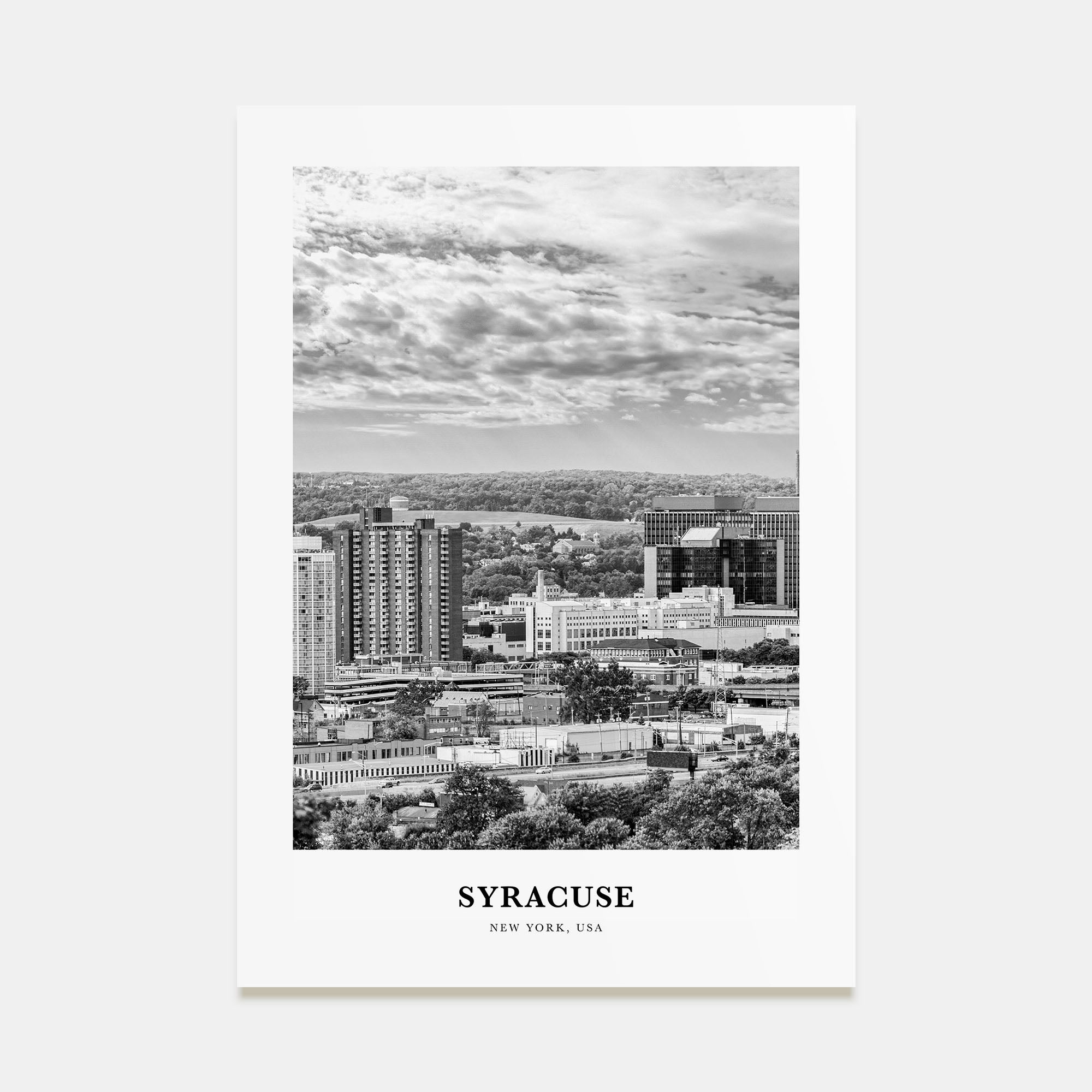 Syracuse, New York Portrait B&W Poster
