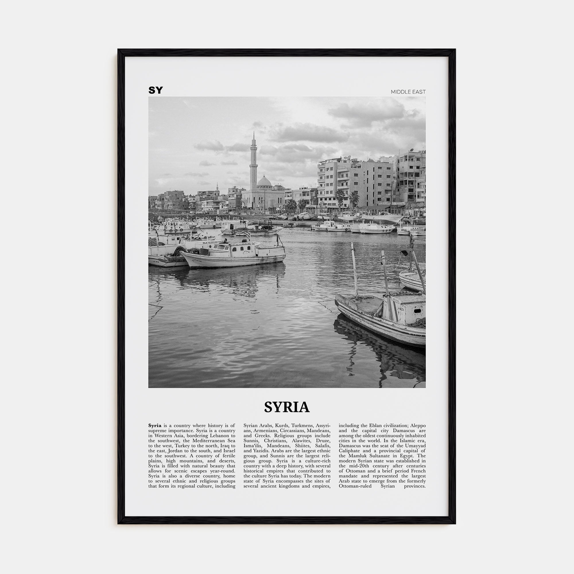 Syria Travel B&W Poster