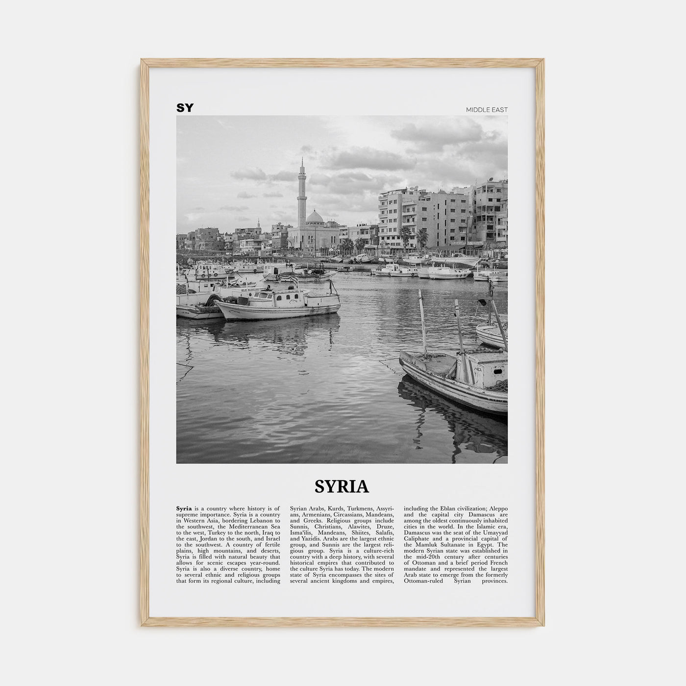 Syria Travel B&W Poster