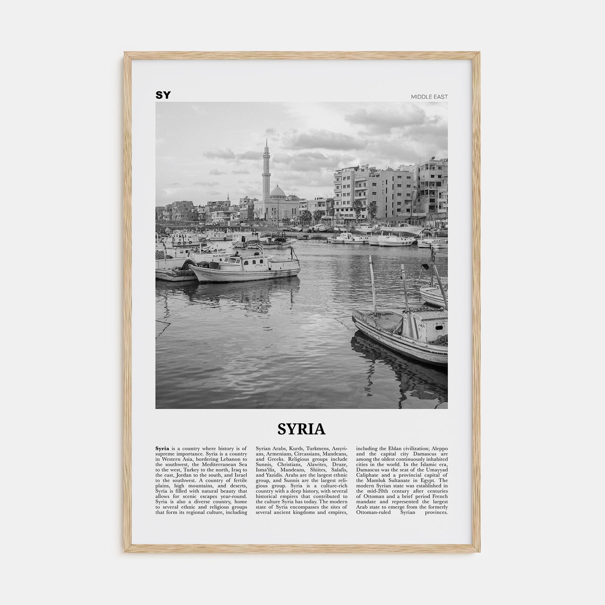 Syria Travel B&W Poster