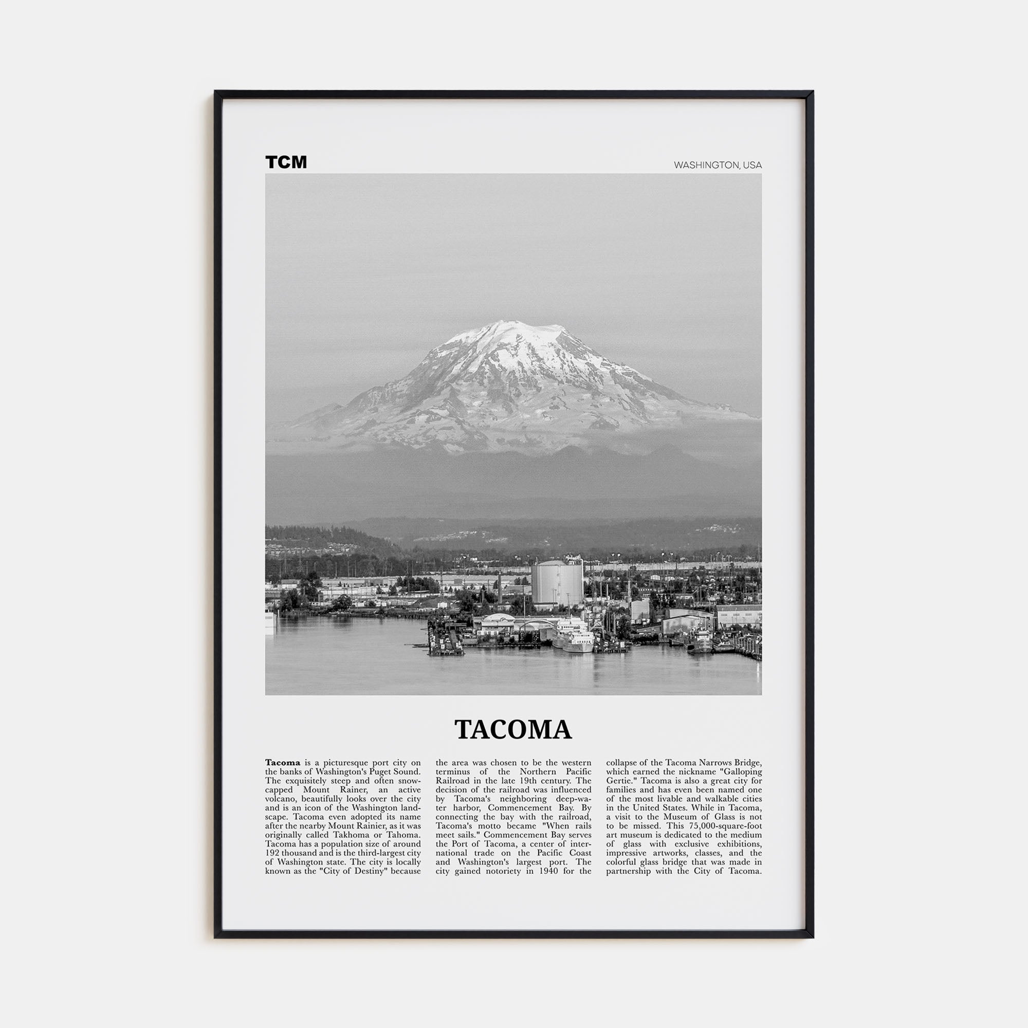 Tacoma Travel B&W Poster