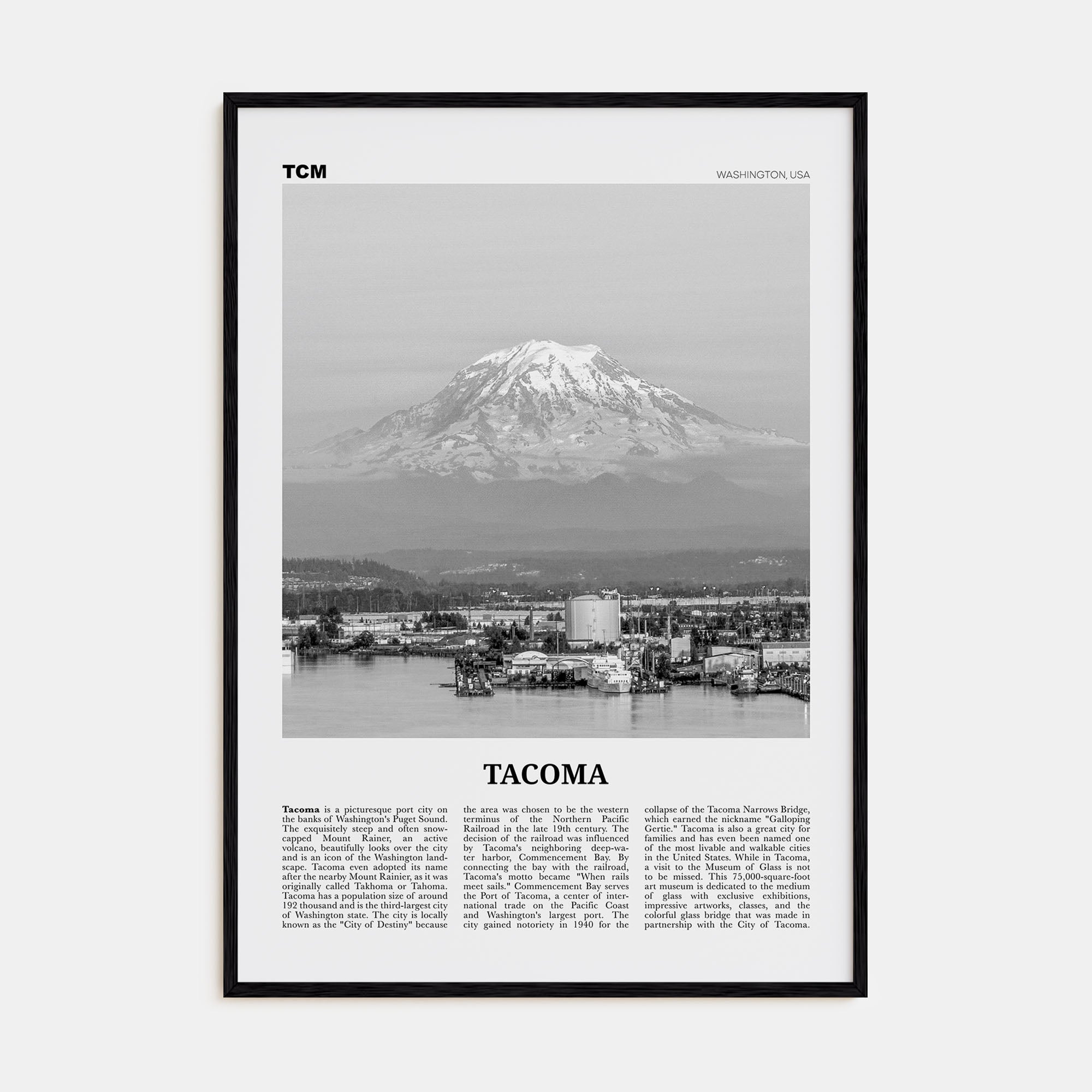 Tacoma Travel B&W Poster