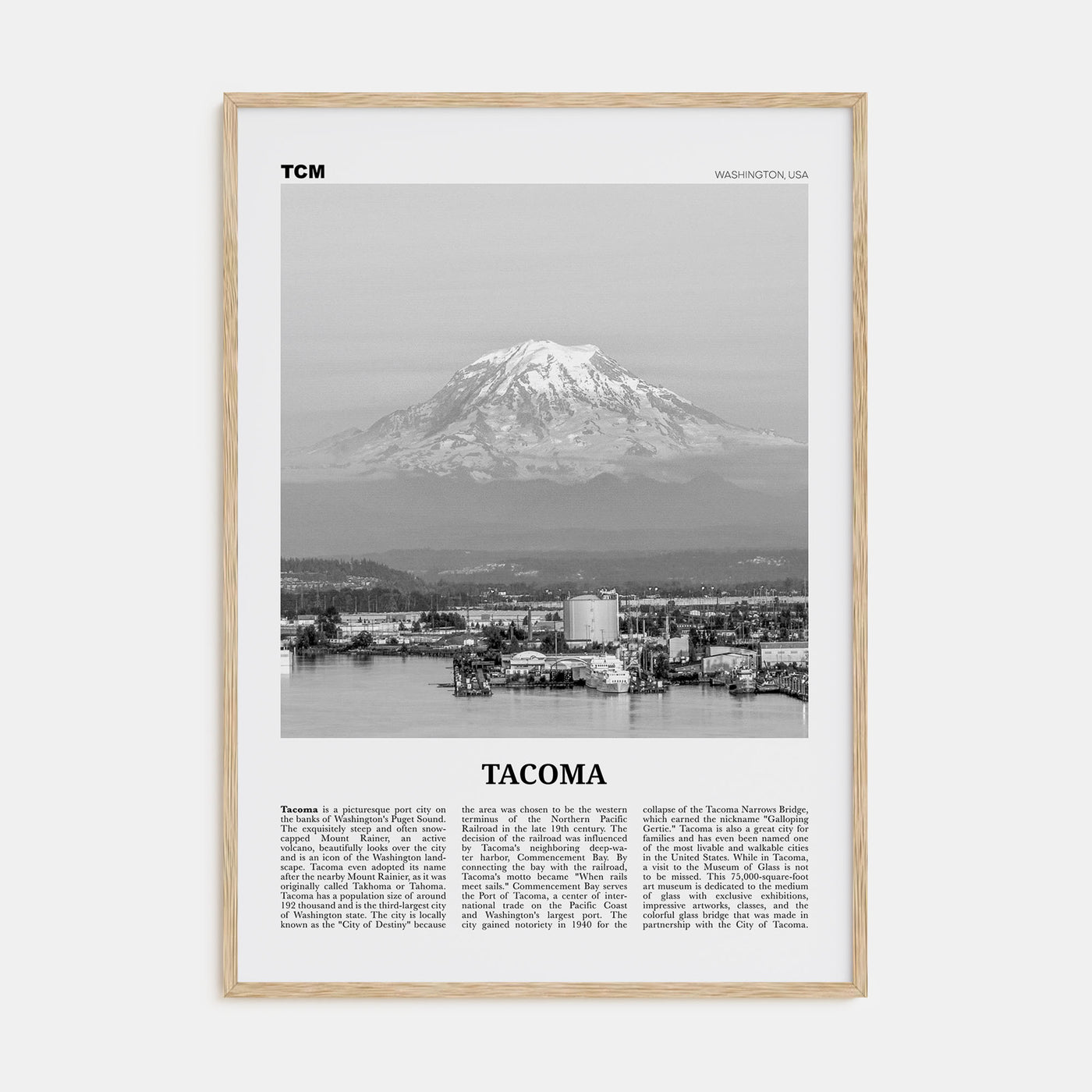 Tacoma Travel B&W Poster