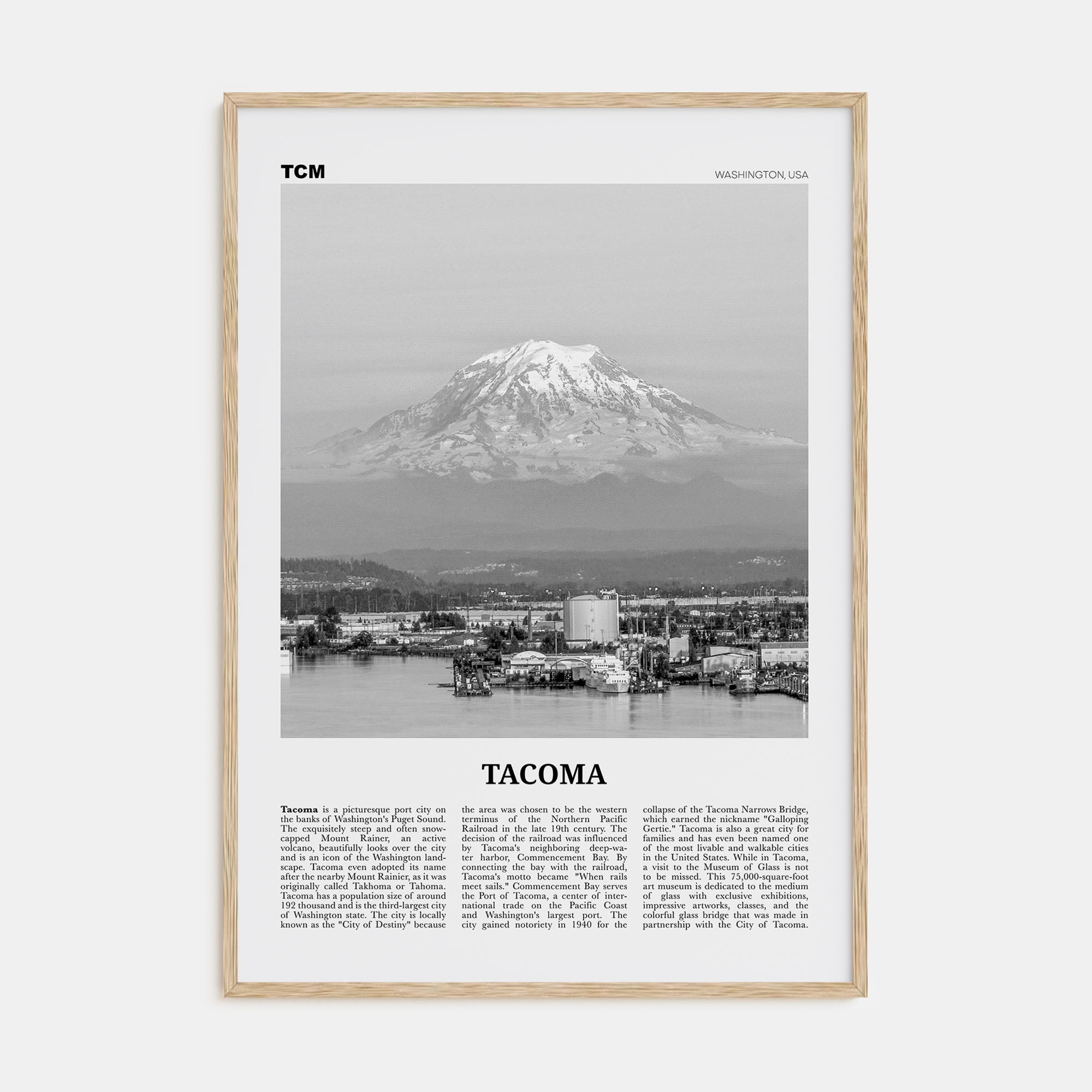 Tacoma Travel B&W Poster