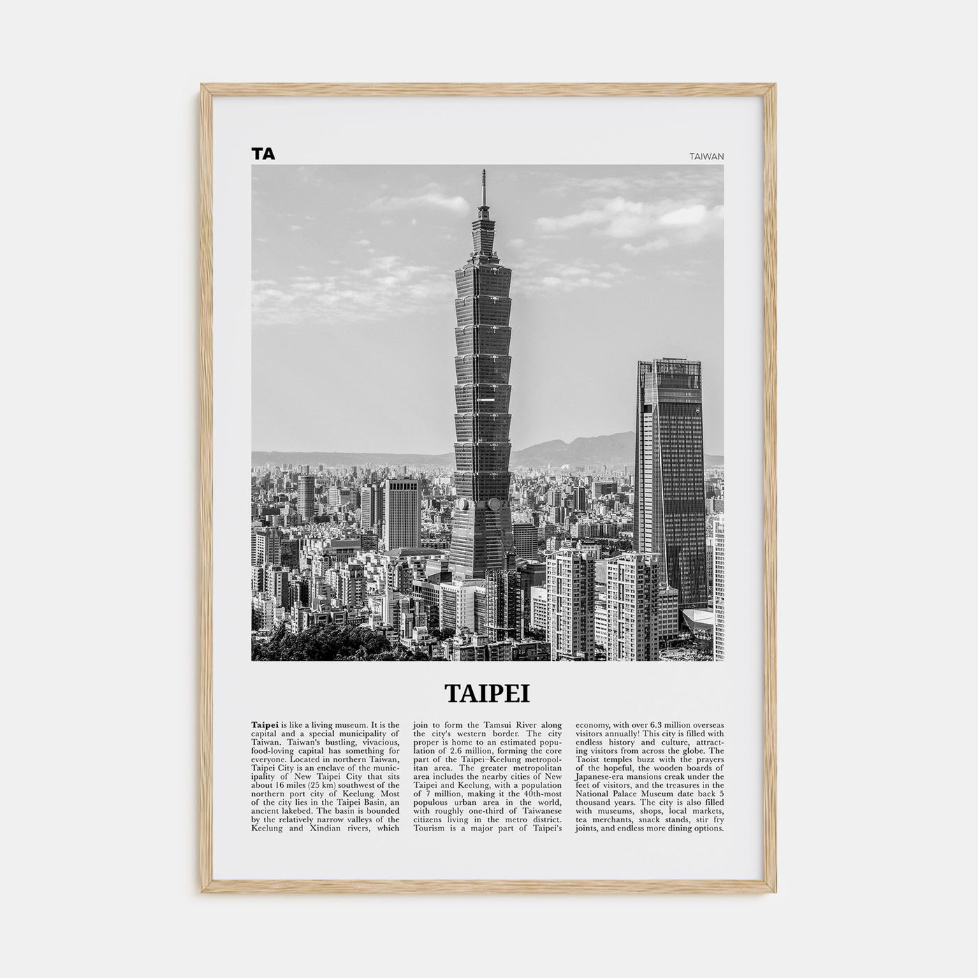 Taipei Travel B&W No 1 Poster