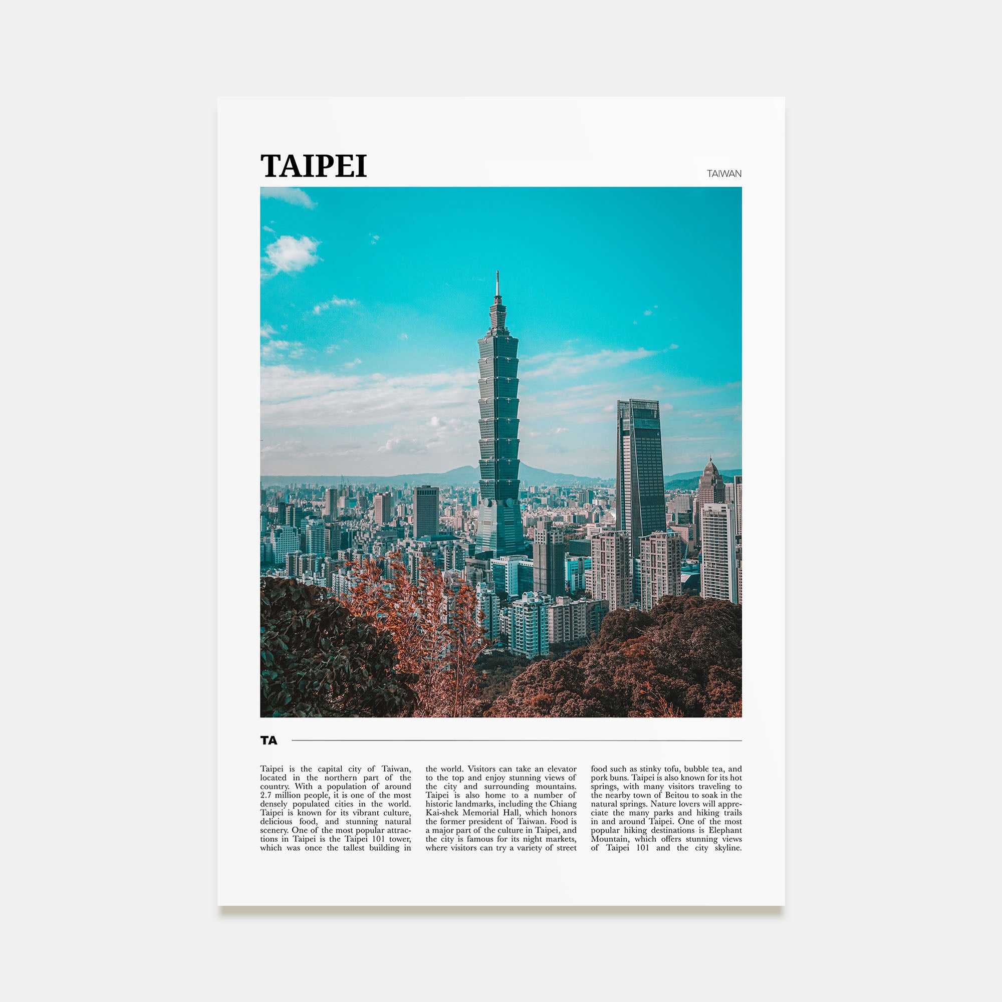 Taipei Travel Color Poster