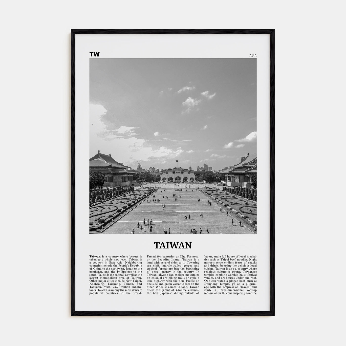 Taiwan Travel B&W Poster